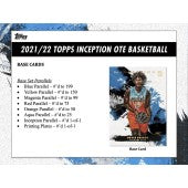 2021-22 Topps Inception Overtime Elite Basketball Hobby